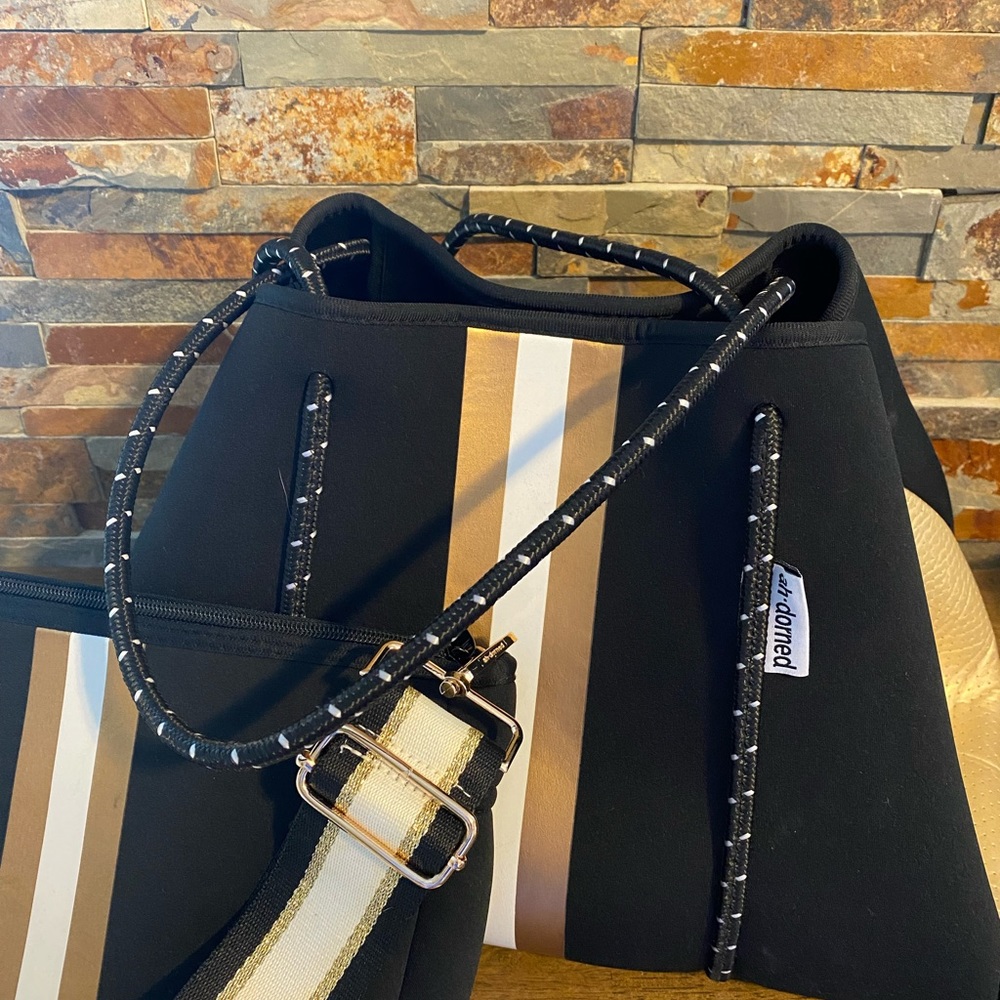 Ahdorned neoprene tote and pouch